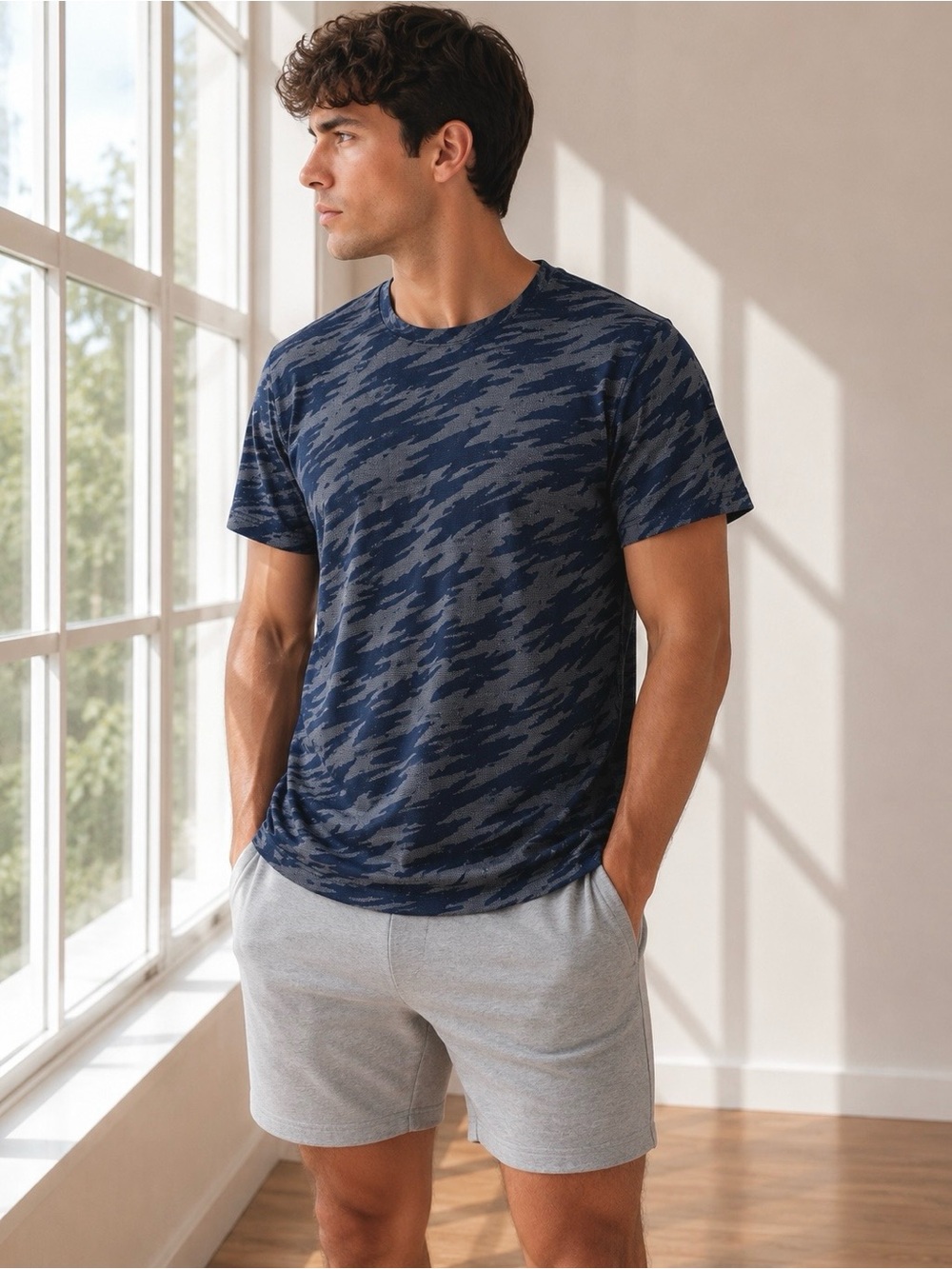 lululemon Blue Camo Seamless Performance Tee XL